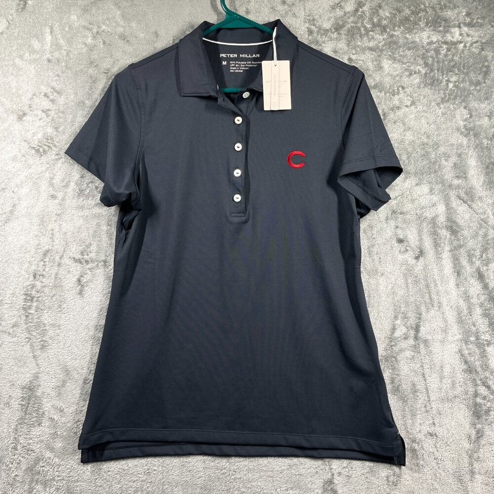 Peter Millar Shirt Women's Medium Black Golf Sun Protection UPF 50+ Performance